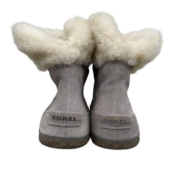 Sorel Gray Ankle Boots with Cream Fur - Picture 6 of 10